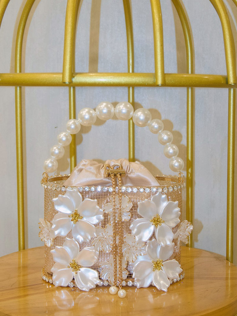 Cage Handmade Hollow Shiny Rhinestone Chain Handbags