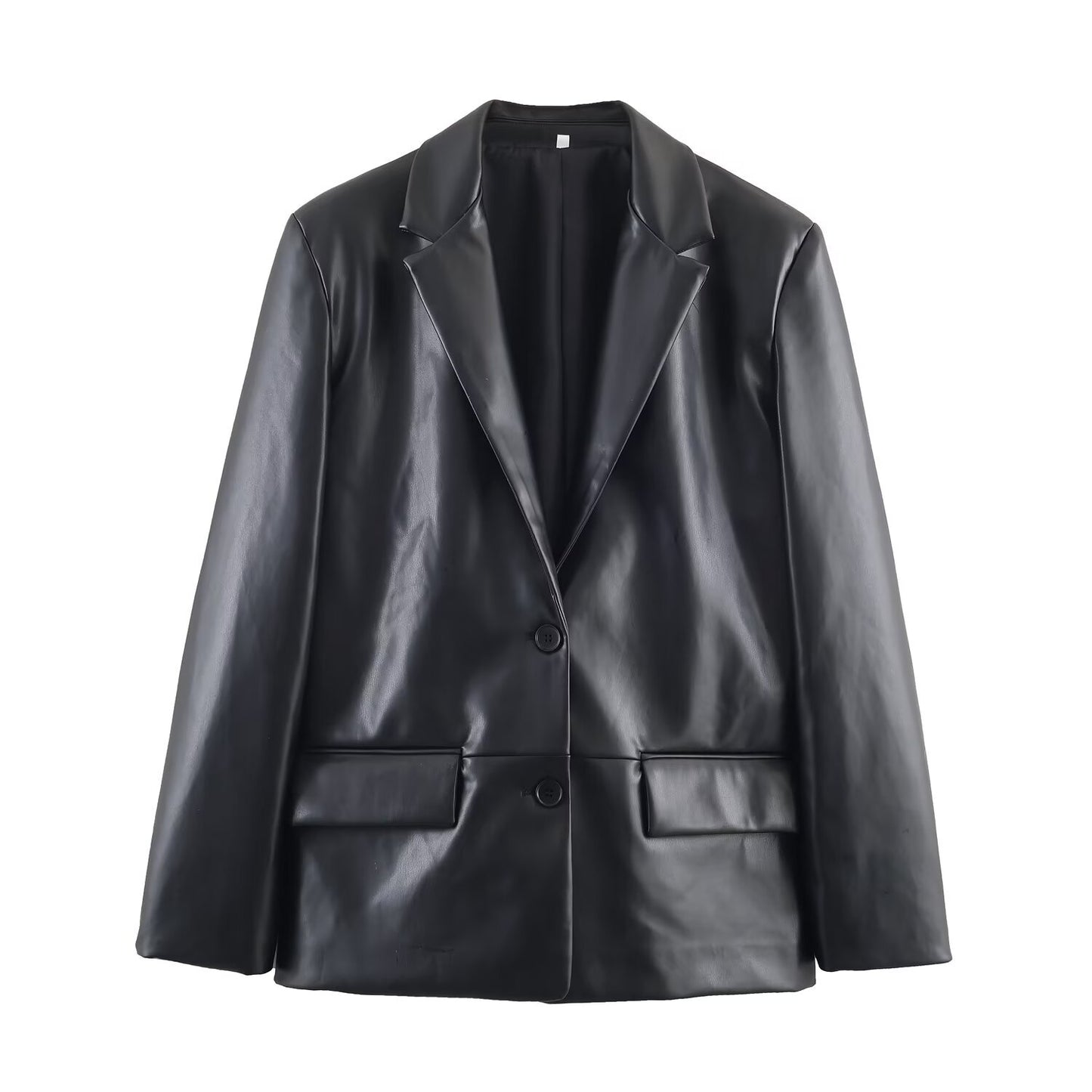Comfortable Autumn Straight Leather Effect Casual Suits