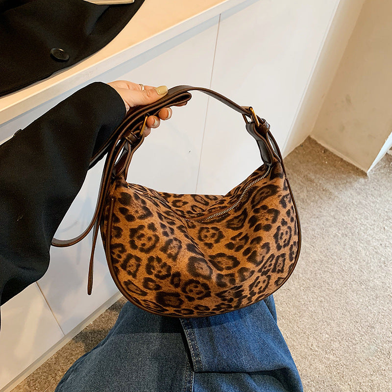 Women's Korean Style Leopard Print Underarm Retro Armpit Bags