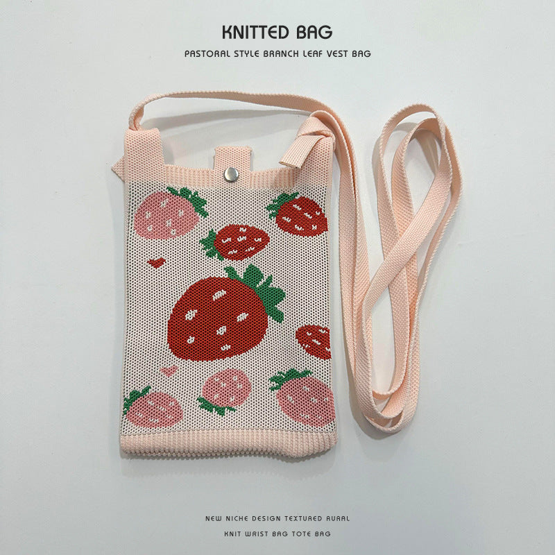 Women's Cartoon Puppy Knitted Mini Commute Portable Phone Bags