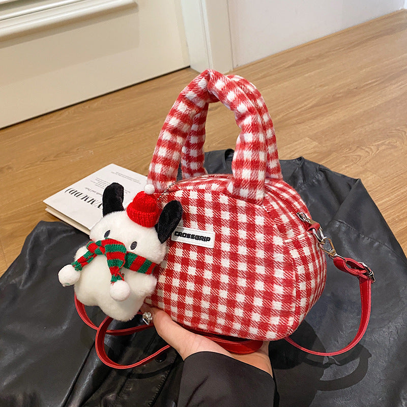 Women's Cute Plush Sweet Cool Christmas Portable Crossbody Bags