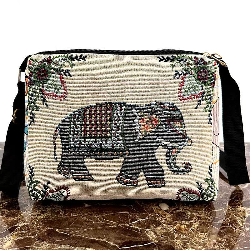 Style Embroidered Canvas Double-sided Gold Silk Crossbody Bags