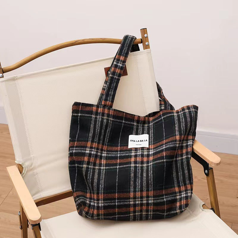 Women's Woolen Fashion Plaid Leopard Print Big Armpit Bags