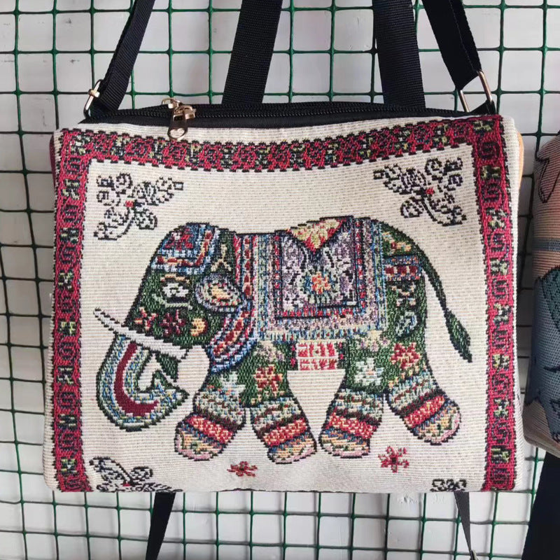 Style Embroidered Canvas Double-sided Gold Silk Crossbody Bags