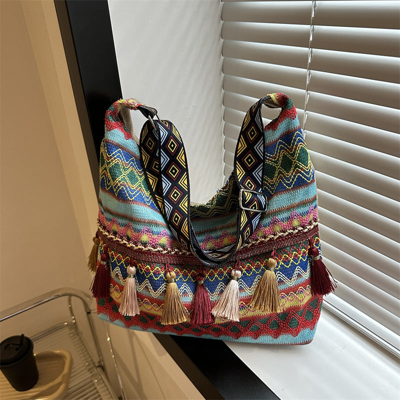 Women's Springtide Fashionable Simple Retro Ethnic Style Tote Bags