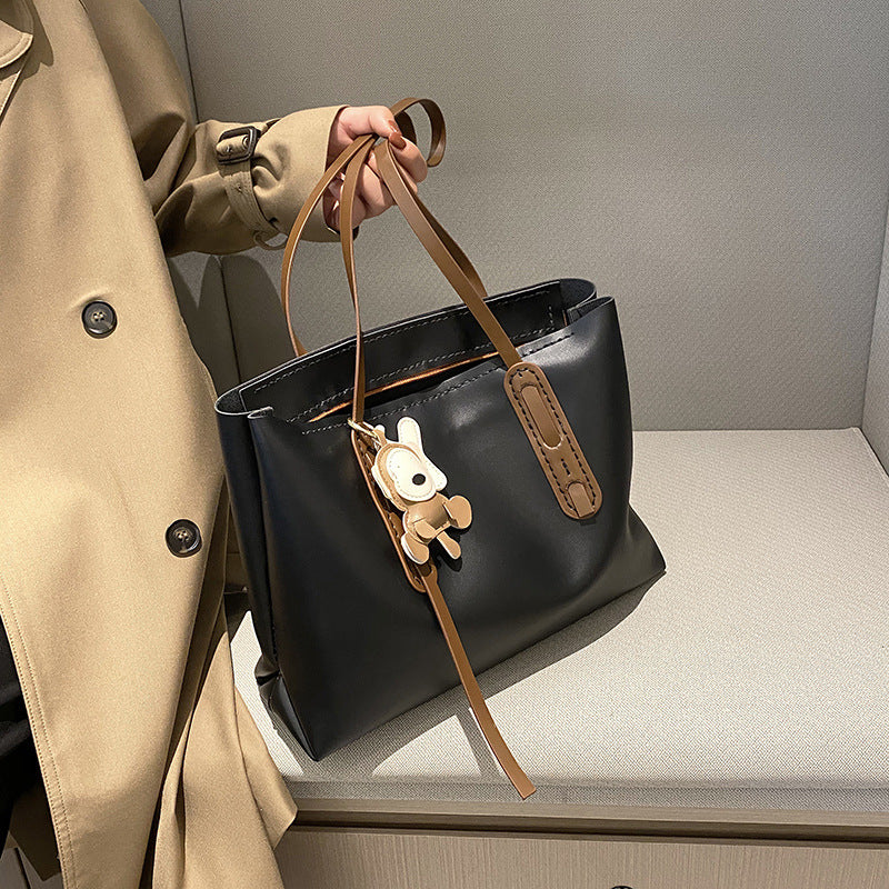 Women's Big Pocket Material Handmade Solid Color Crossbody Bags