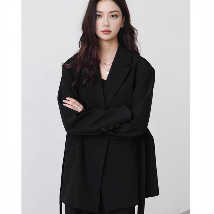Women's White Set Design Sense Niche Wide Suits