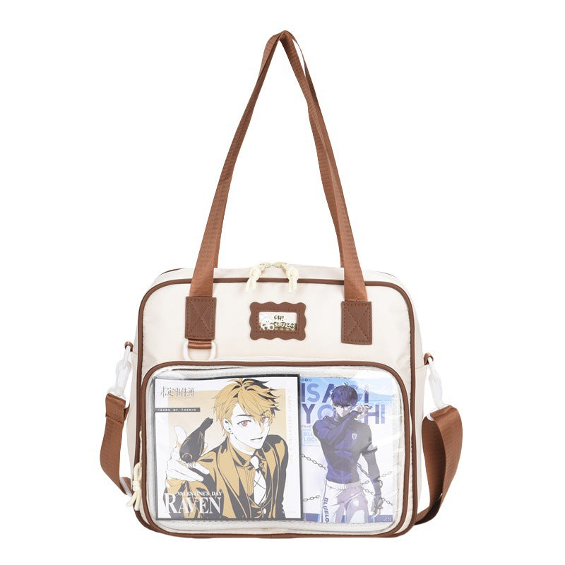 Large Capacity Class Transparent Cartoon Two-dimensional Shoulder Bags