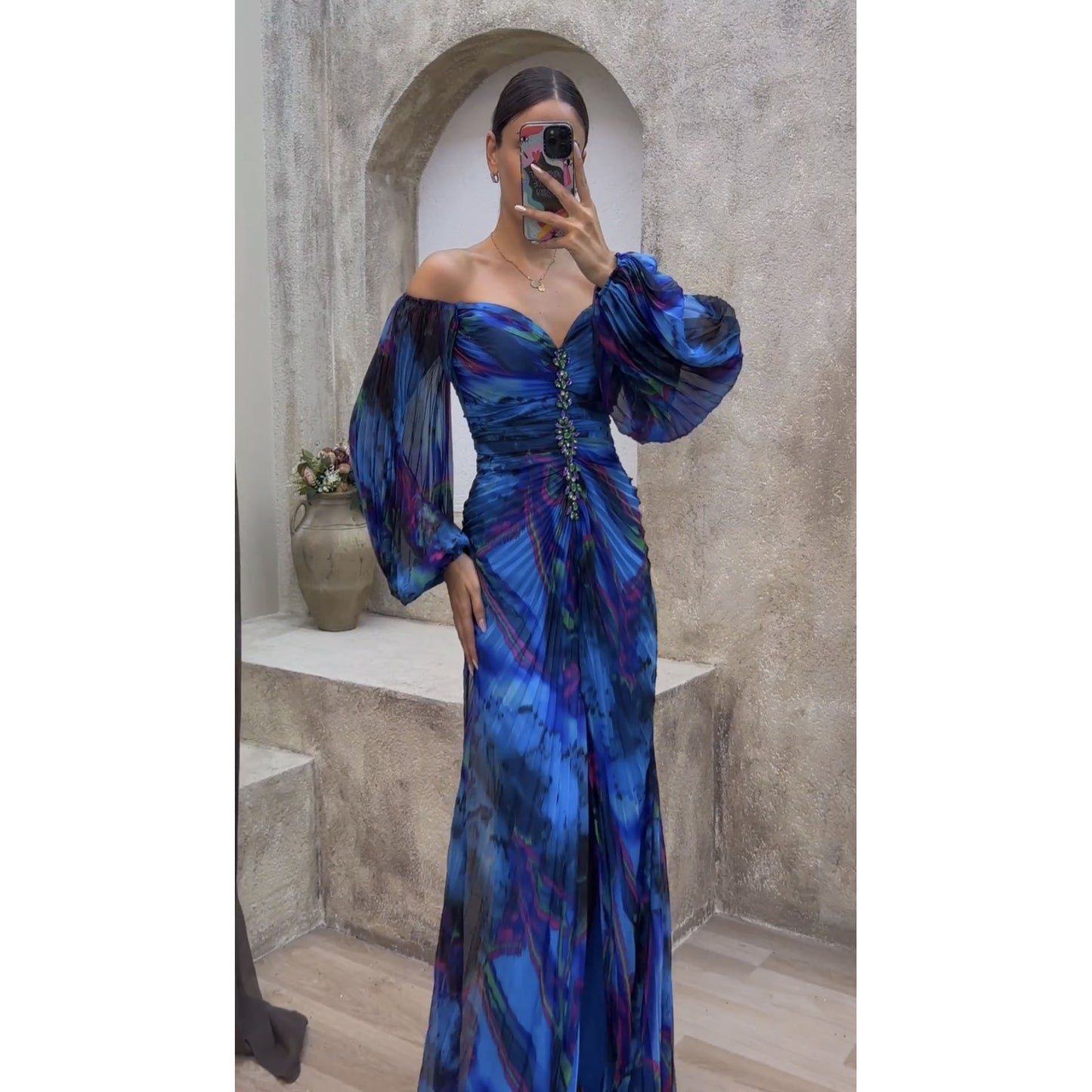 Women's Party Pleated Long Sleeve Dress Loose Dresses