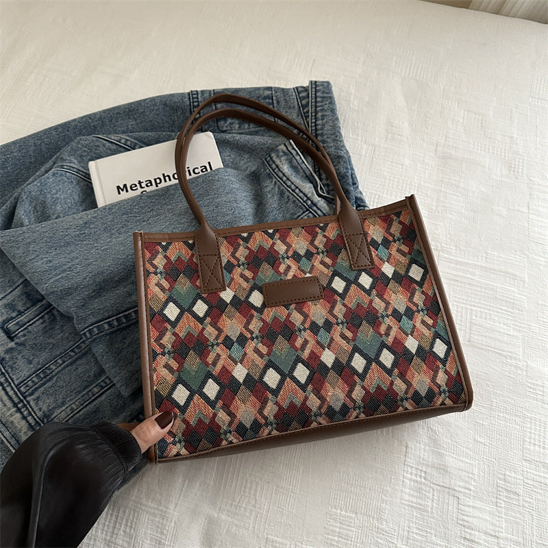 Women's Check Pattern Commuter Fashion Today Popular Tote Bags