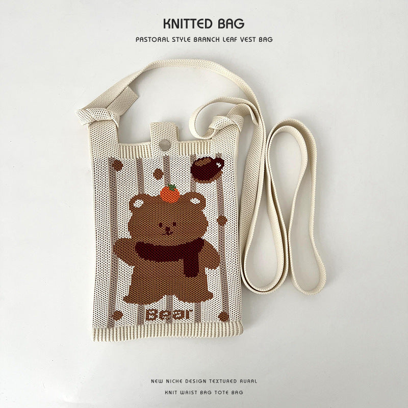 Fashion Cartoon Monster Knitted Portable Adjustable Phone Bags