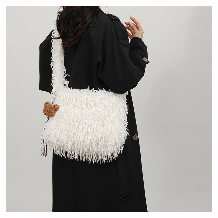 Women's Furry Tassel Plush Female Korean Style Shoulder Bags