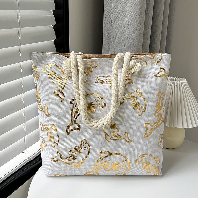 Women's Linen Hot Printed Pattern Large Capacity Shoulder Bags