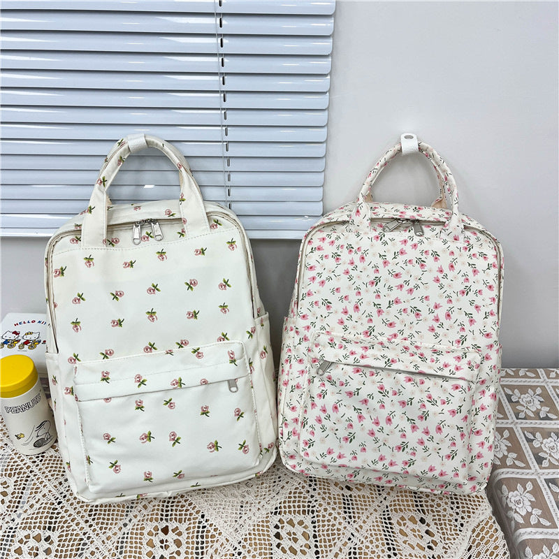 Female Style Fresh Literature Art Flower Backpacks