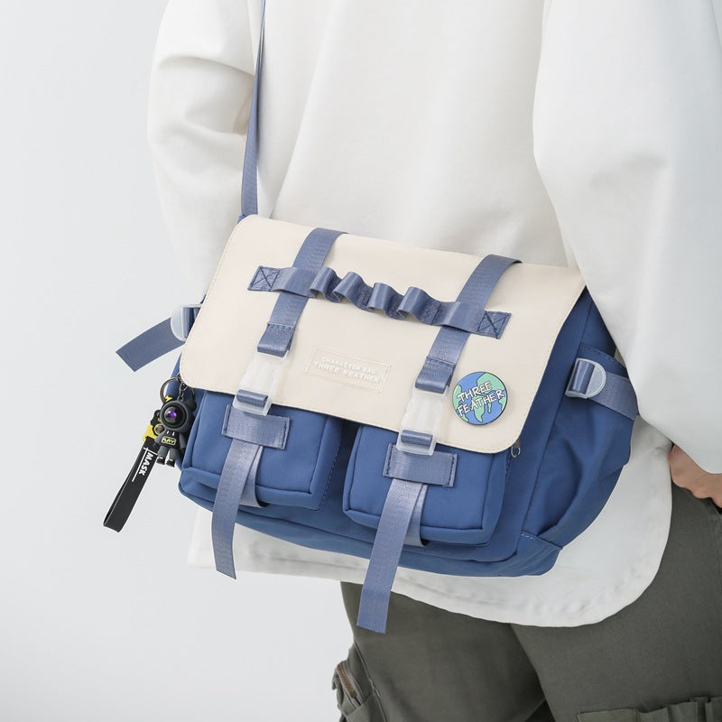 Women's & Men's & Trendy Campus Overalls Leisure Large Men's Messenger Bags