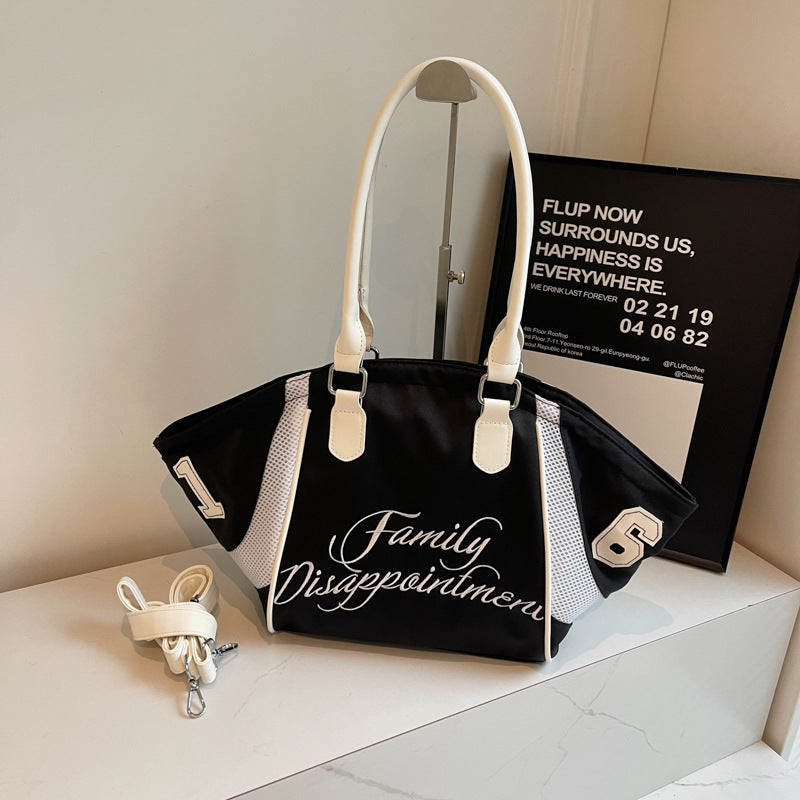 Women's Fashion Bowling Large Capacity Embroidered Letter Tote Bags