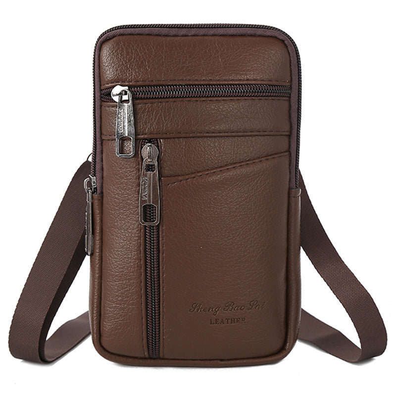Men's Leather Multifunctional Mobile Large Capacity Cross Men's Chest Bags