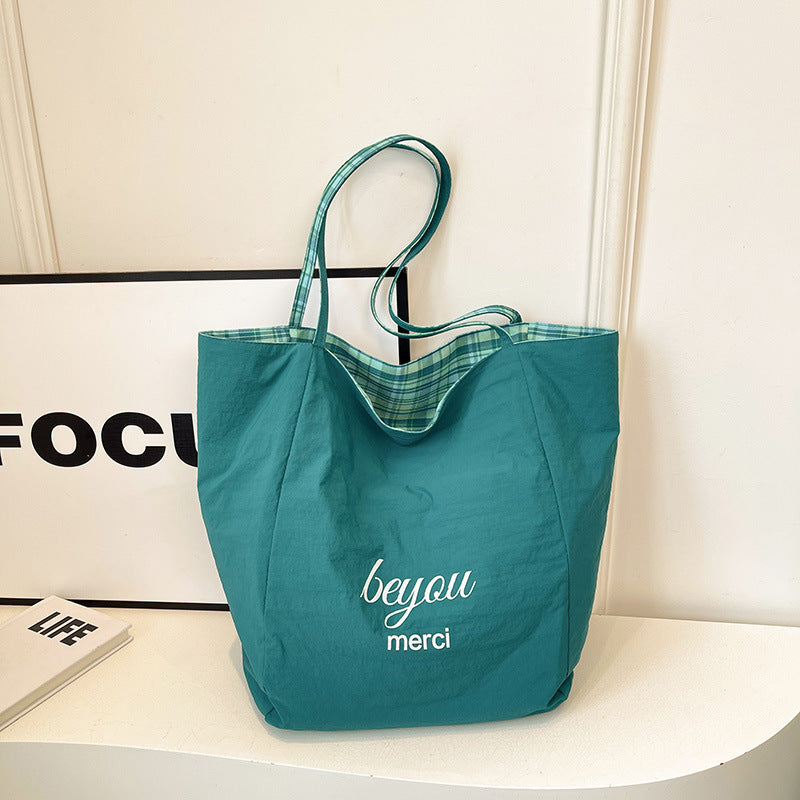 Style Artistic Plaid Simple Double-sided College Shoulder Bags