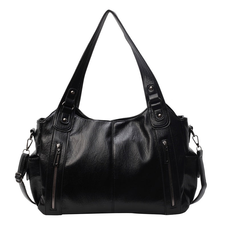 Solid Color Simple Textured Large Capacity Shoulder Bags