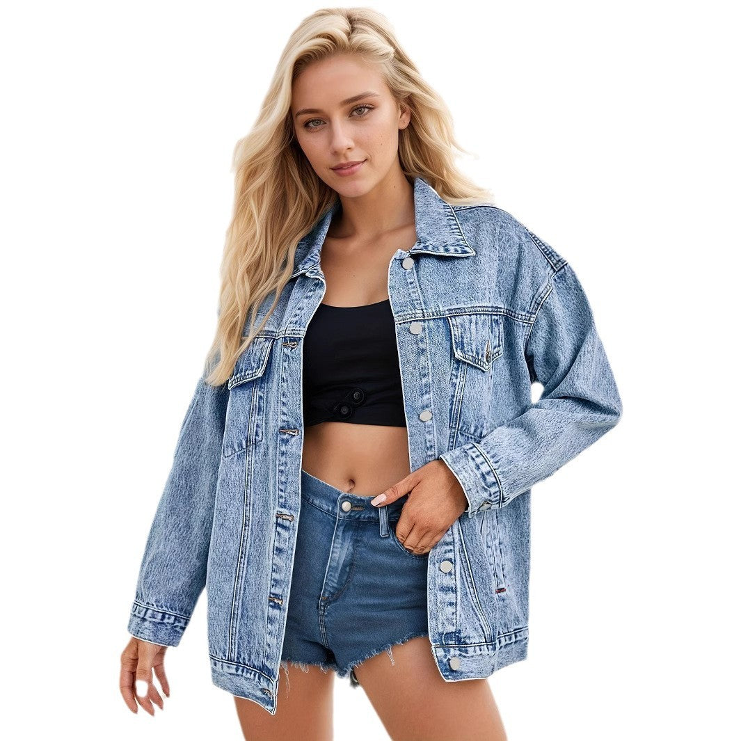 Women's High Street American Denim Spring Loose Jackets