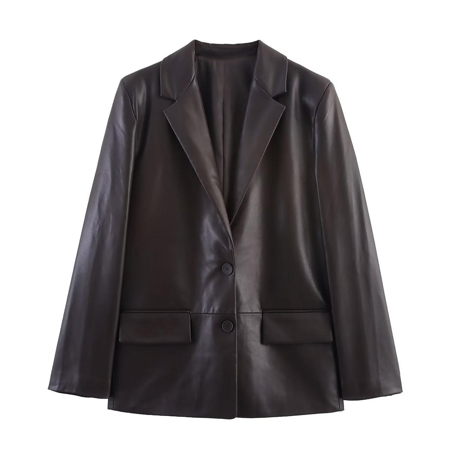Women's Autumn Fashion Temperament Straight Leather Coats