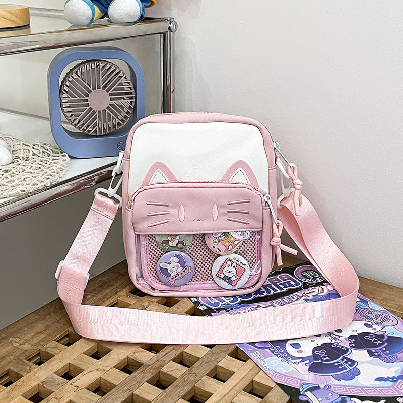 Women's Cat Style Trendy Transparent Bar Badge Crossbody Bags