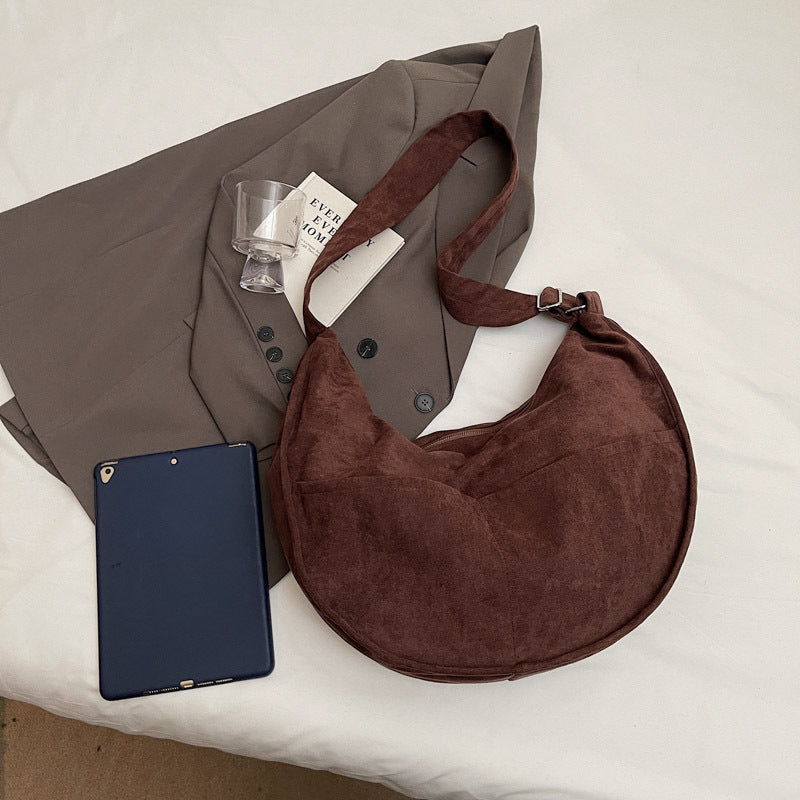 Women's Suede Large Capacity Leisure Commute Dumpling Shoulder Bags