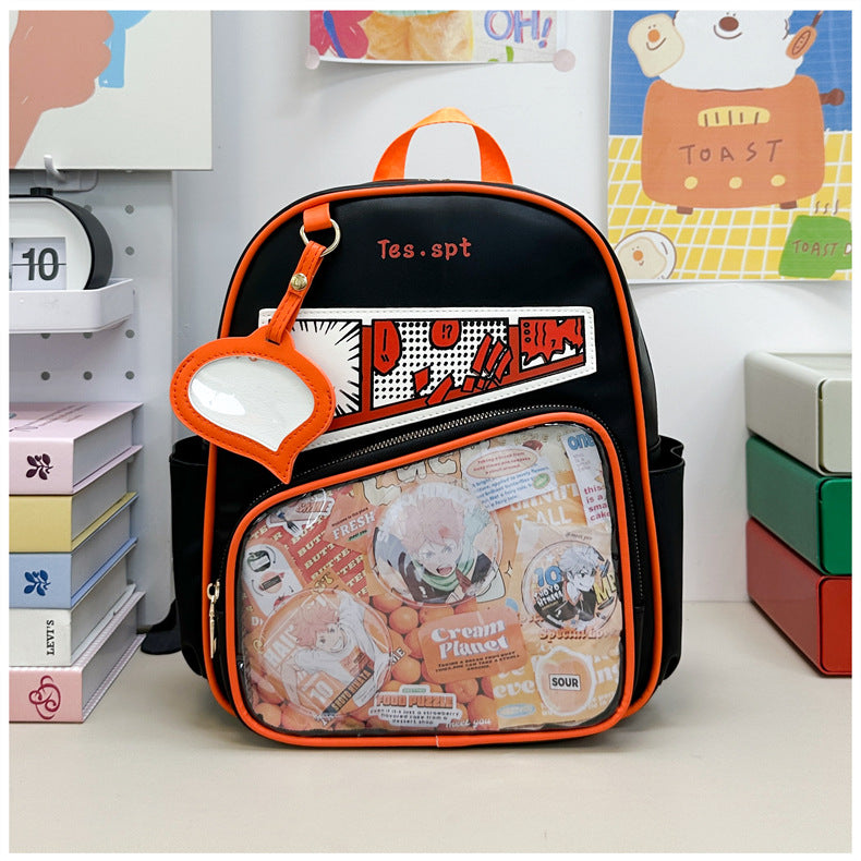 Comfortable Cartoon Portable Millet Display Transparent Backpacks