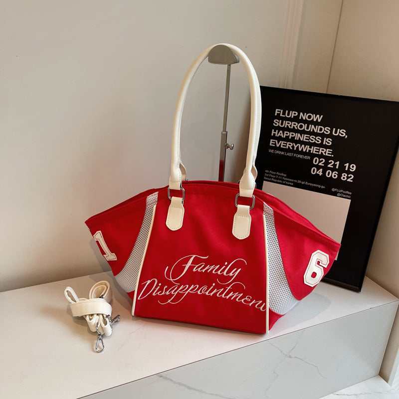 Women's Fashion Bowling Large Capacity Embroidered Letter Tote Bags
