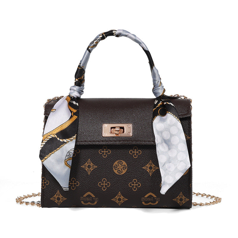 Fresh Sweet Autumn Print Silk Scarf Crossbody Bags