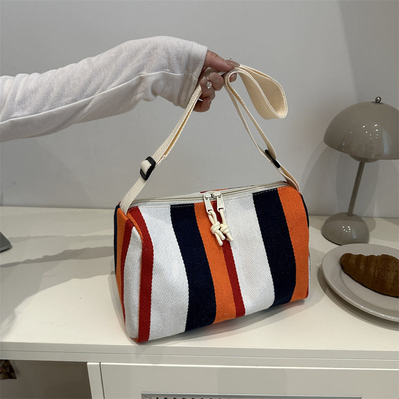 Women's Capacity Autumn High-grade Canvas Contrast Color Crossbody Bags