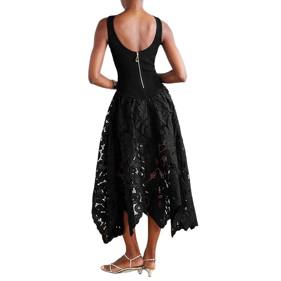 Strap Stitching Zipper Dress Loose Vacation Dresses