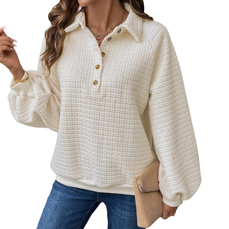 Women's Loose Solid Color Texture Casual Pullover Sweaters