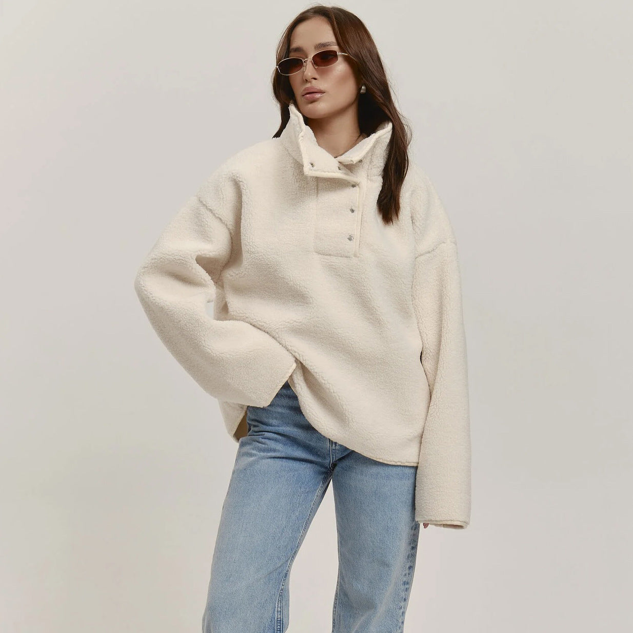 Women's Solid Color Turtleneck Berber Fleece High-grade Tops