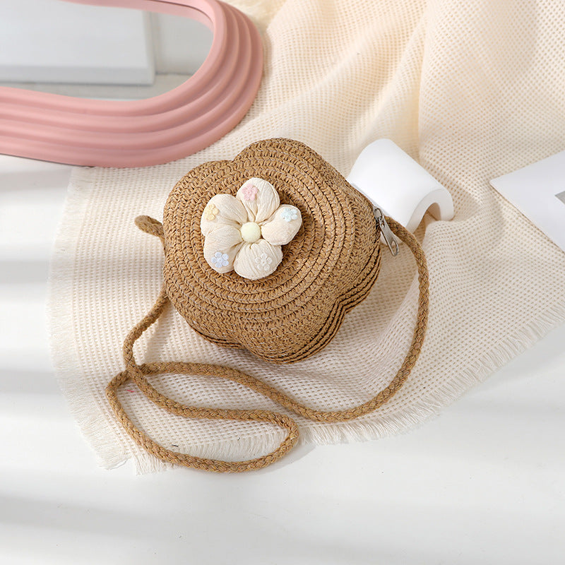 Women's Woven Seaside Flower Beach Summer Mini Children's Coin Purse
