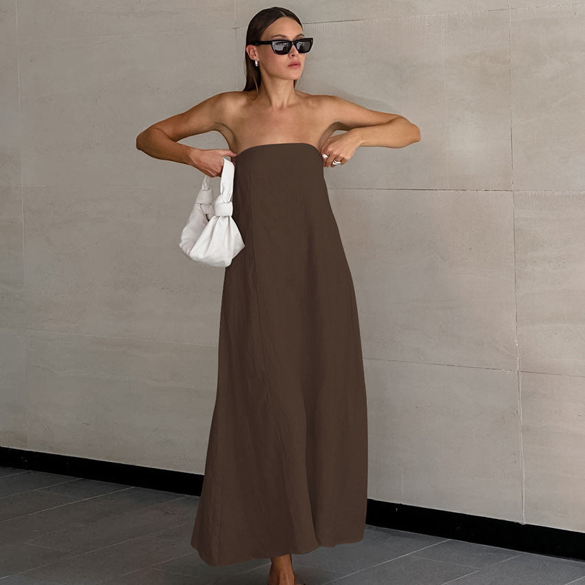 Women's Design Simple Dress Slim Fit Graceful Tube Solid Dresses