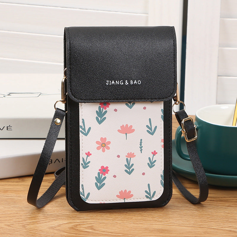 Women's Touch Screen Compact Mini Printed Charging Phone Bags