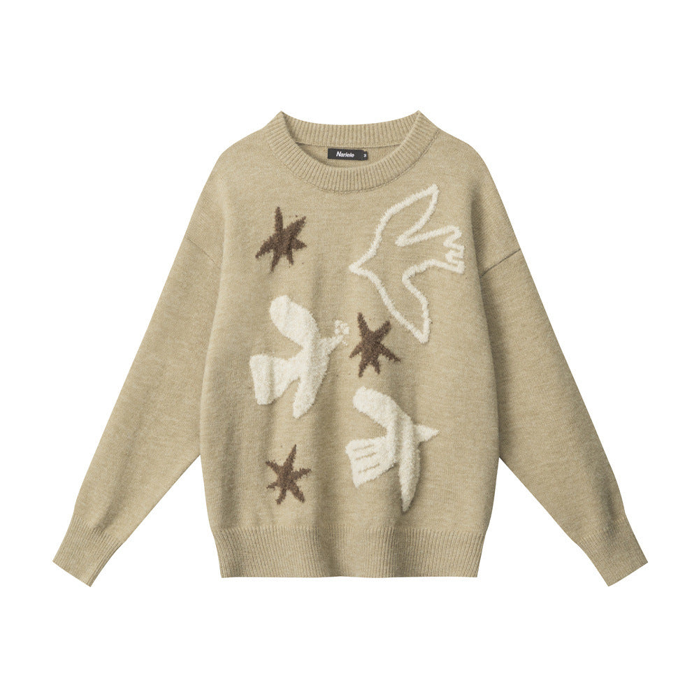 Women's American Style Loose Lazy Crew Neck Pullover Sweaters