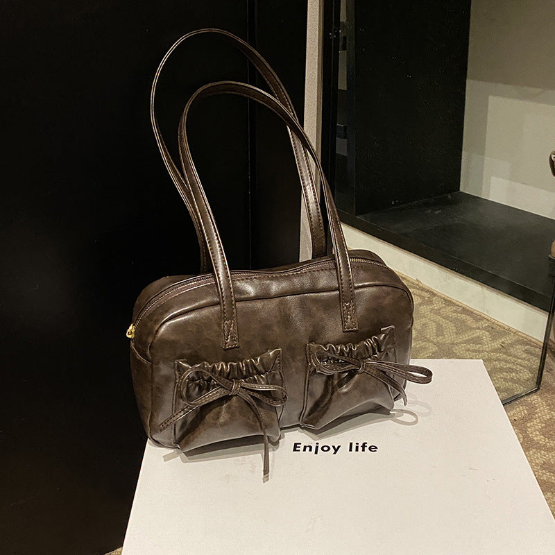 Women's Style Fashion Bow Pleated Glossy Underarm Bags