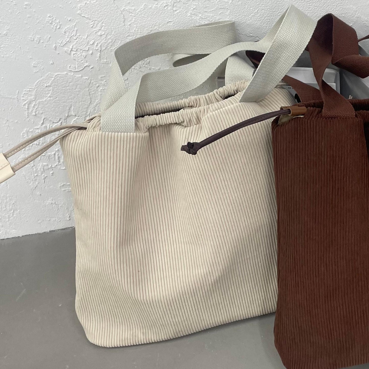 Corduroy Solid Color Simple Large Capacity Shoulder Bags