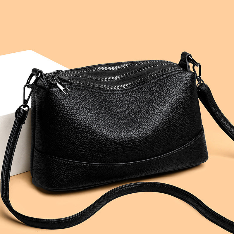 Women's Solid Color Large Soft Leather Capacity Commuter Crossbody Bags