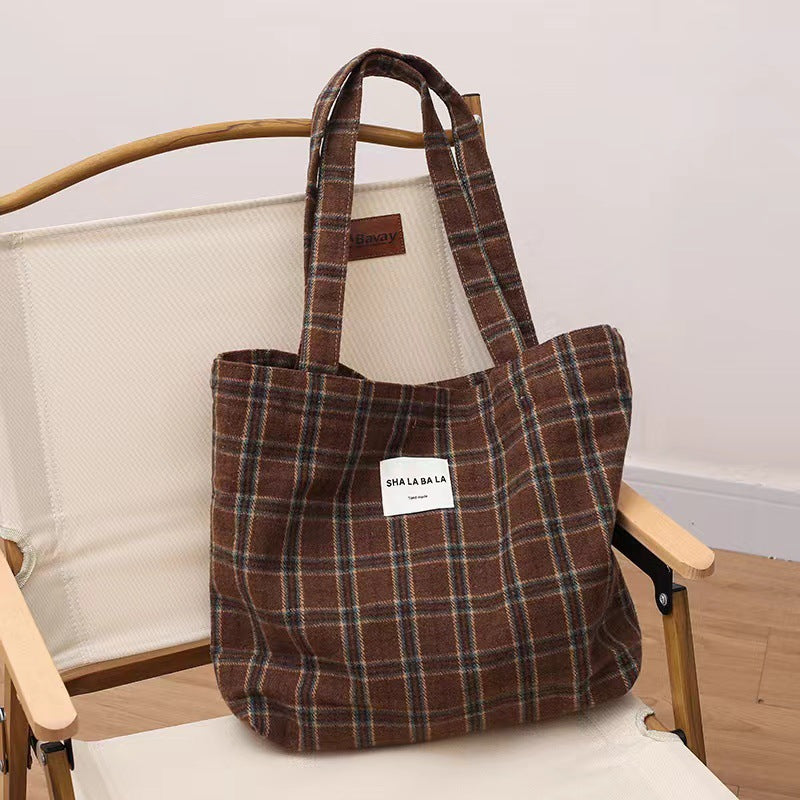 Women's Woolen Fashion Plaid Leopard Print Big Armpit Bags
