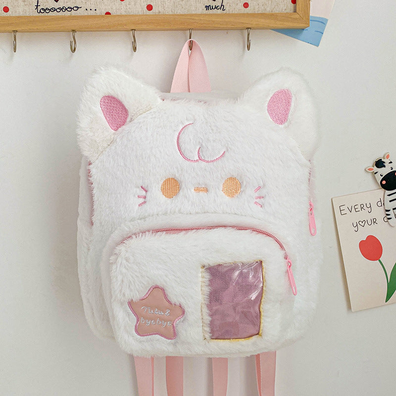 Plush Puppy Cartoon Cute Simple Furry Backpacks