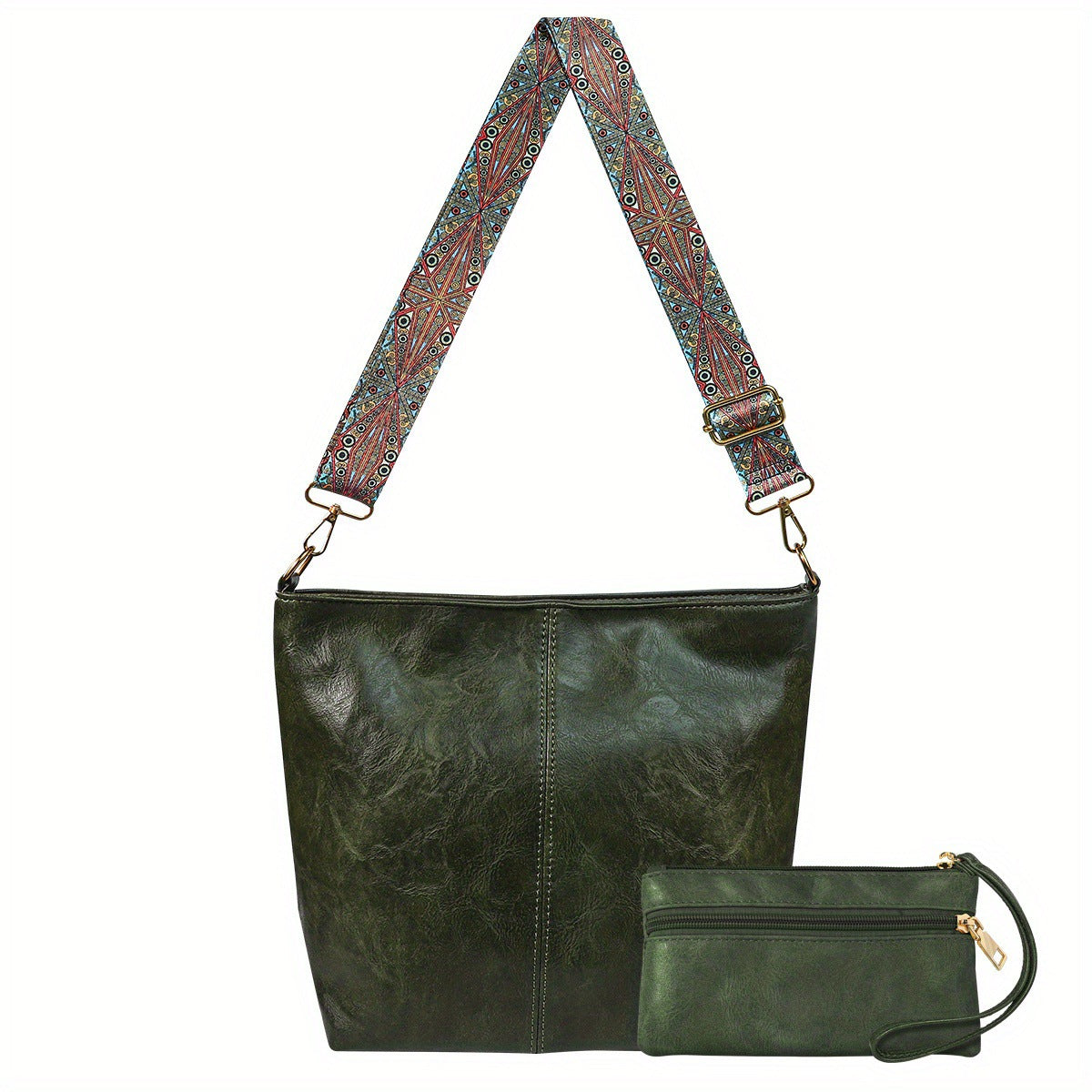 Women's Large Capacity Retro Broadband Advanced Texture Crossbody Bags