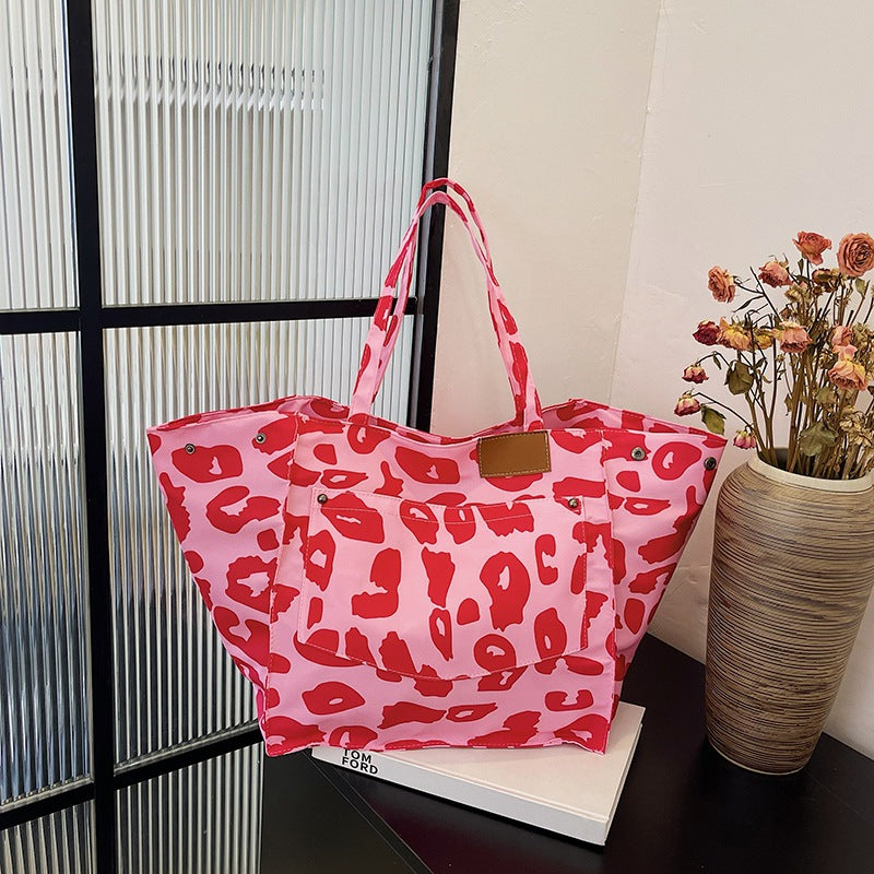 Women's Print Large Capacity Nylon Canvas Dot Shoulder Bags