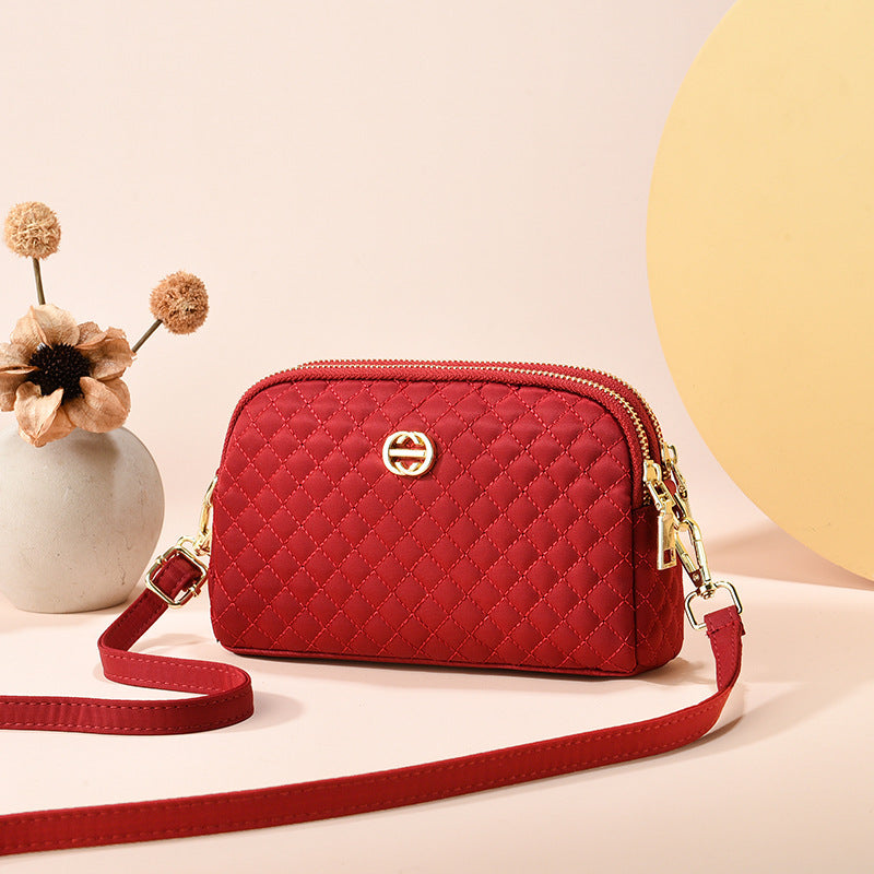 Women's Oxford Cloth Cell Diamond Pattern Mother Crossbody Bags