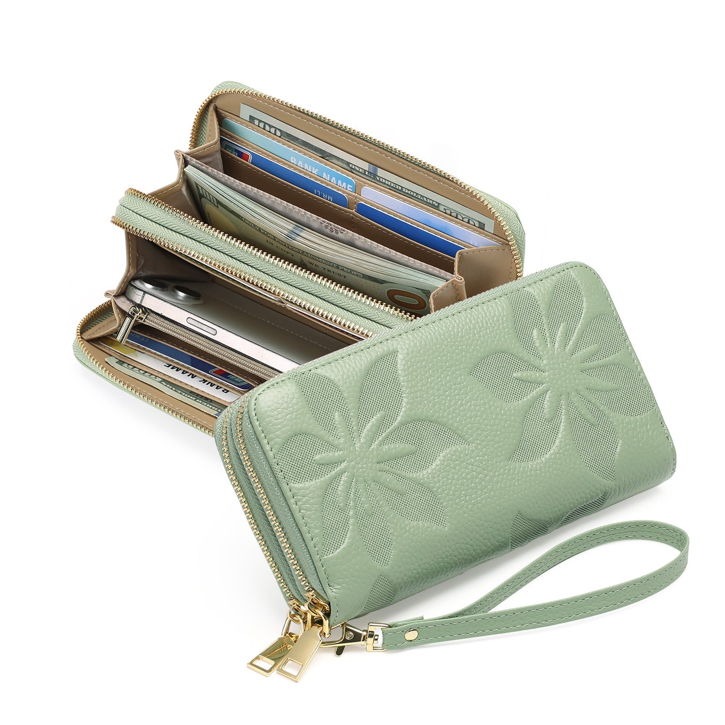 Women's Leather Large Capacity Long Top Layer Ladies Wallets