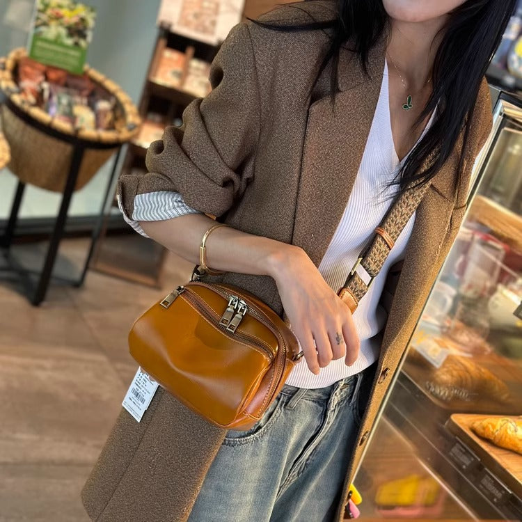First Layer Cowhide Advanced Texture Minority Crossbody Bags