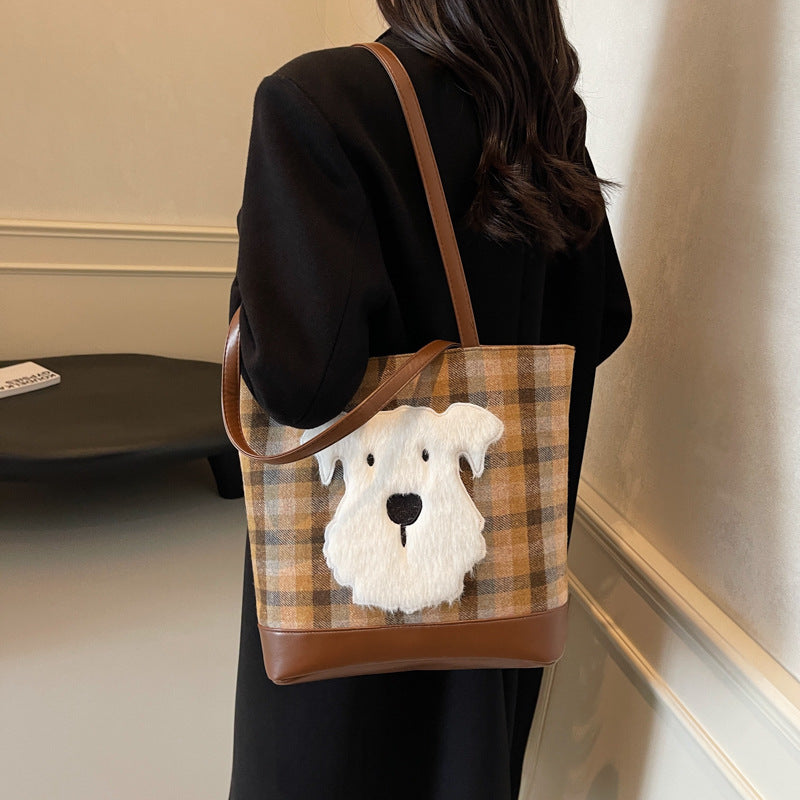 Women's Korean High-grade Woolen Plaid Fashion Shoulder Bags