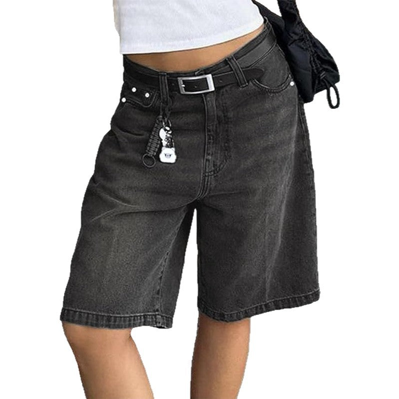 Women's Trendy Fashion Casual Straight 5-point Jeans